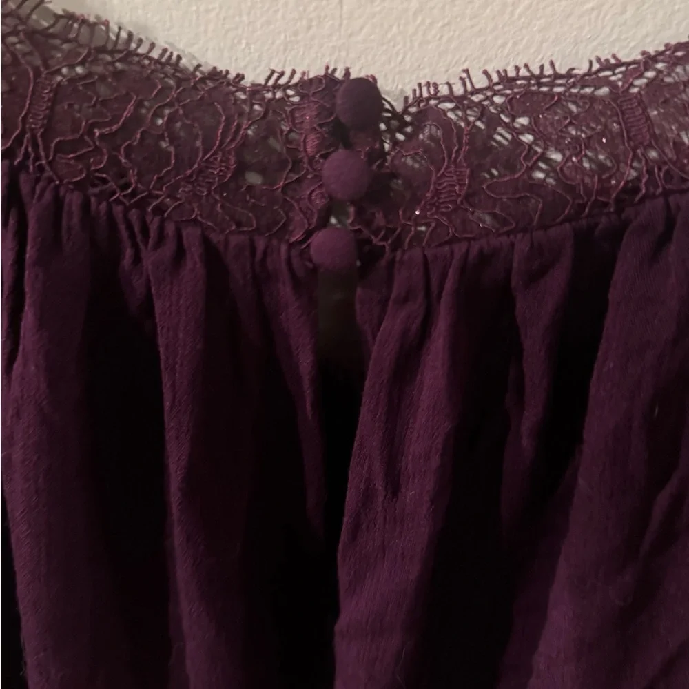 Free People Deep Purple Lace Women's Blouse - Picture 5 of 6